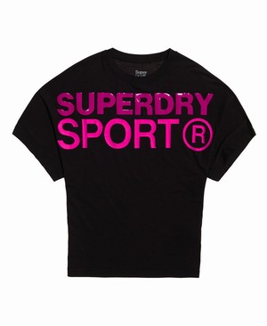 Superdry Active Loose Boyfriend Női Pólók Fekete | FAKVH5620